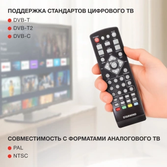 Ресивер DVB-T2 Starwind CT-200 черный - купить недорого с доставкой в интернет-магазине