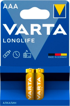 Батарея Varta Longlife Alkaline LR03 AAA (2шт) блистер - купить недорого с доставкой в интернет-магазине