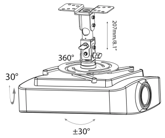 Кронштейн для проектора Cactus CS-VM-PR04-AL серебристый макс.22кг потолочный поворот и наклон - купить недорого с доставкой в интернет-магазине