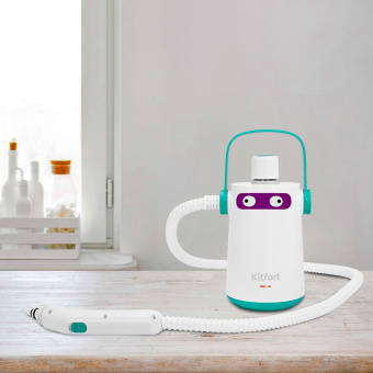 Пароочиститель ручной Kitfort КТ-9109-3 1000Вт белый/бирюзовый - купить недорого с доставкой в интернет-магазине