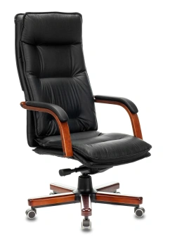 Кресло руководителя Бюрократ T-9927WALNUT черный кожа крестов. металл/дерево - купить недорого с доставкой в интернет-магазине