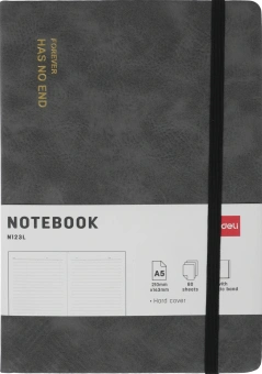 Блокнот Deli EN123LGREY A5 210х143мм искусст. кожа 80л линейка твердая обложка серый - купить недорого с доставкой в интернет-магазине