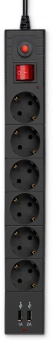 Сетевой фильтр Buro BU-SP1.8_USB_2A-B 1.8м (6 розеток) черный (коробка) - купить недорого с доставкой в интернет-магазине