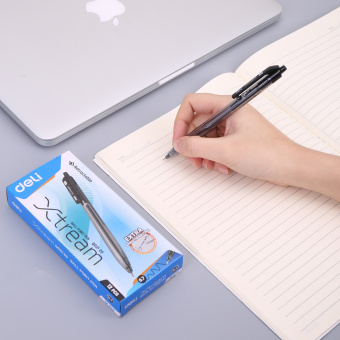 Набор ручек шариков. автоматическая Deli X-tream (EQ02120-P) черн d=0.7мм черн. черн. кор.карт. (12шт) сменный стержень - купить недорого с доставкой в интернет-магазине