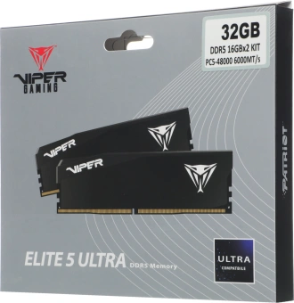 Память DDR5 2x16GB 6000MHz Patriot VEU532G6028K Viper Elite 5 Ultra RTL Gaming PC5-48000 CL28 DIMM 288-pin 1.4В kit single rank с радиатором Ret - купить недорого с доставкой в интернет-магазине