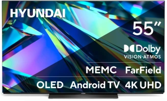 Телевизор OLED Hyundai 55" H-LED55OBU7700 Android TV Frameless черный/черный 4K Ultra HD 120Hz DVB-T DVB-T2 DVB-C DVB-S DVB-S2 USB WiFi Smart TV - купить недорого с доставкой в интернет-магазине