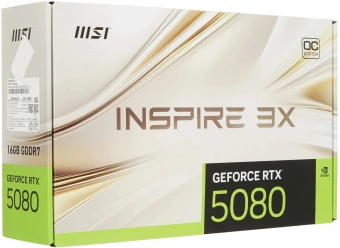 Видеокарта MSI PCI-E 5.0 RTX 5080 16G INSPIRE 3X OC NVIDIA GeForce RTX 5080 16Gb 256bit GDDR7 2640/30000 HDMIx1 DPx3 HDCP Ret - купить недорого с доставкой в интернет-магазине
