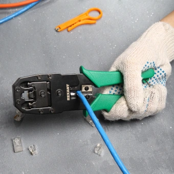 Инструмент обжимной Rexant HT-200 12-3441 для RJ-45/RJ-12/RJ-11 (упак:1шт) зеленый - купить недорого с доставкой в интернет-магазине