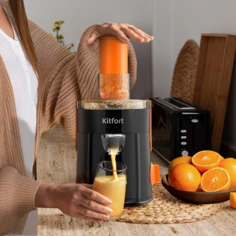 Соковыжималка центробежная Kitfort КТ-1198 400Вт оранжевый/черный - купить недорого с доставкой в интернет-магазине