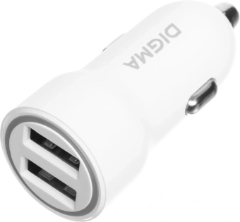 Автомобильное зар./устр. Digma DGC1С 12W 2.4A 2xUSB белый (DGC1C2LX22WH) - купить недорого с доставкой в интернет-магазине