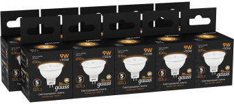 Лампа светодиодная Gauss 101505109 9Вт цок.:GU5.3 рефлек. 150B 3000K св.свеч.бел.теп. MR16 (упак.:1шт) - купить недорого с доставкой в интернет-магазине