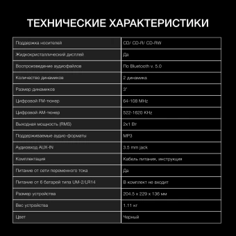 Аудиомагнитола Hyundai H-CD3300 черный 4Вт CD CDRW FM(dig) - купить недорого с доставкой в интернет-магазине