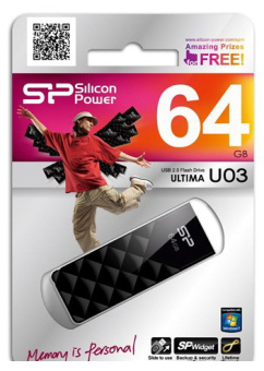 Флеш Диск Silicon Power 64GB Ultima U03 SP064GBUF2U03V1K USB2.0 черный - купить недорого с доставкой в интернет-магазине