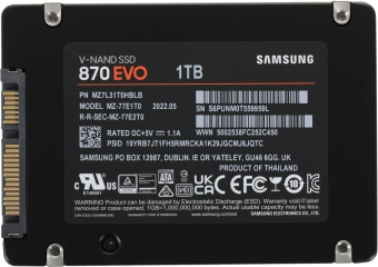 Накопитель SSD Samsung SATA-III 1TB MZ-77E1T0B/EU 870 EVO 2.5" - купить недорого с доставкой в интернет-магазине