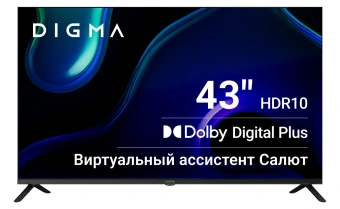 Телевизор LED Digma 43" DM-LED43UBB40 Салют ТВ Frameless Metal черный 4K Ultra HD 60Hz DVB-T DVB-T2 DVB-C DVB-S DVB-S2 USB WiFi Smart TV - купить недорого с доставкой в интернет-магазине