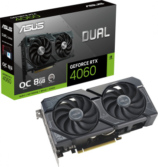 Видеокарта Asus PCI-E 4.0 DUAL-RTX4060-O8G NVIDIA GeForce RTX 4060 8Gb 128bit GDDR6 2505/17000 HDMIx1 DPx3 HDCP Ret - цена, купить или заказать с доставкой в интернет-магазине Видеокарта Asus PCI-E 4.0 DUAL-RTX4060-O8G NVIDIA GeForce RTX 4060 8Gb 128bit GDDR6 2505/17000 HDMIx1 DPx3 HDCP Ret - купить недорого с доставкой в интернет-магазине