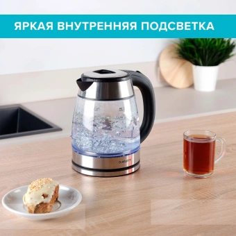 Чайник электрический Scarlett SC-EK27G40 1.8л. 1800Вт серебристый/черный корпус: стекло - купить недорого с доставкой в интернет-магазине