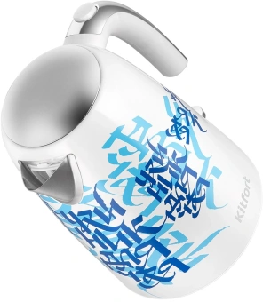 Чайник электрический Kitfort КТ-6772 1.7л. 2200Вт белый/синий корпус: металл/пластик - купить недорого с доставкой в интернет-магазине