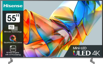 Телевизор LED Hisense 55" 55U6KQ темно-серый 4K Ultra HD 60Hz DVB-T DVB-T2 DVB-C DVB-S DVB-S2 USB WiFi Smart TV (RUS) - купить недорого с доставкой в интернет-магазине