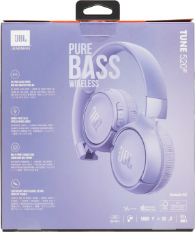 Гарнитура накладные JBL Tune 520BT фиолетовый беспроводные bluetooth оголовье (JBLT520BTPUR) - купить недорого с доставкой в интернет-магазине