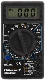 Мультиметр PROconnect M832 DT832 цифровой черный (13-3012) - купить недорого с доставкой в интернет-магазине