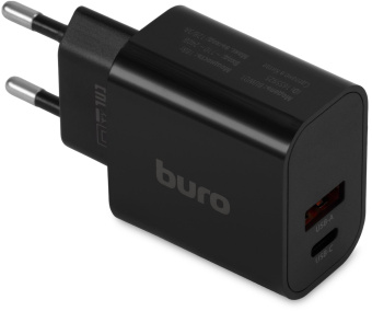 Сетевое зар./устр. Buro BUWD1 18W 3A (PD+QC) USB-C/USB-A универсальное черный (BUWD18P110BK) - купить недорого с доставкой в интернет-магазине