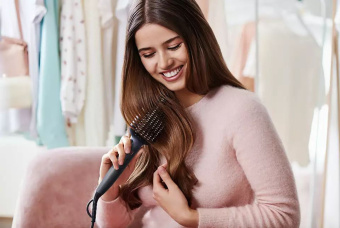 Расческа-выпрямитель Philips BHH885/00 черный/фиолетовый макс.темп.:200С покрытие:керамическое - купить недорого с доставкой в интернет-магазине