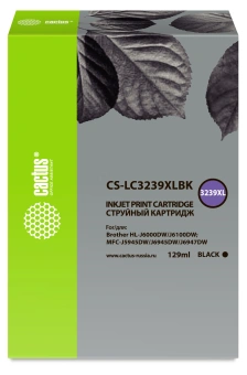 Картридж струйный Cactus CS-LC3239XLBK черный пигментный (129мл) для Brother HL-J6000DW/J6100DW с чипом - купить недорого с доставкой в интернет-магазине
