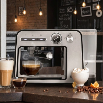 Кофеварка рожковая Kitfort КТ-7515 1450Вт серебристый - купить недорого с доставкой в интернет-магазине