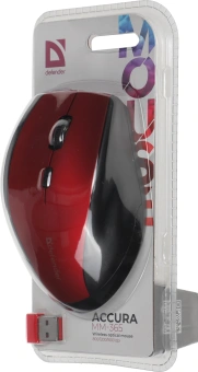 Мышь Defender Accura MM-365 красный оптическая 1600dpi беспров. USB 5but (52367) - купить недорого с доставкой в интернет-магазине