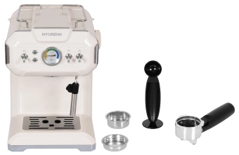 Кофеварка рожковая Hyundai HEM-5300 850Вт бежевый/серебристый - купить недорого с доставкой в интернет-магазине