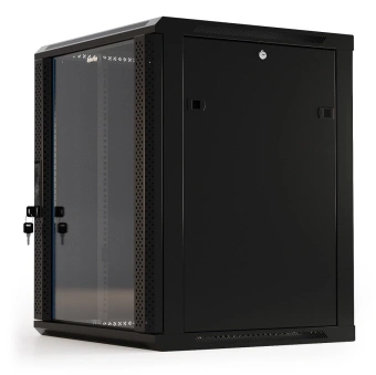 Шкаф коммутационный Hyperline (TWB-2766-GP-RAL9004) настенный 27U 600x600мм пер.дв.стекл 2 бок.пан. 60кг черный 49.9кг 1304мм - купить недорого с доставкой в интернет-магазине