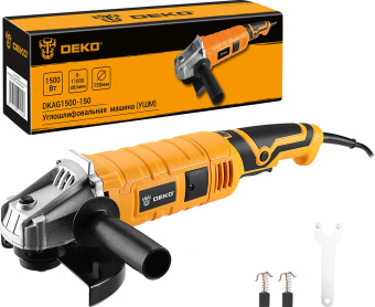 Углошлифовальная машина Deko DKAG1500-150 1500Вт 11000об/мин рез.шпин.:M14 d=150мм (063-4299) - купить недорого с доставкой в интернет-магазине