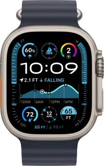 Смарт-часы Apple Watch Ultra 2 2024 A2986 49мм OLED корп.титан Ocean band рем.синий разм.брасл.:130-200мм (MX4D3FD/A) - купить недорого с доставкой в интернет-магазине