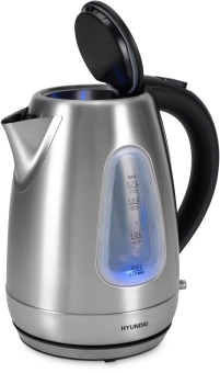 Чайник электрический Hyundai HYK-S7407 1.7л. 2200Вт серебристый матовый/черный корпус: металл - купить недорого с доставкой в интернет-магазине