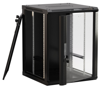 Шкаф коммутационный Hyperline (TWB-FC-1566-GP-RAL9004) настенный 15U 600x600мм пер.дв.стекл 60кг черный 787мм IP20 сталь - купить недорого с доставкой в интернет-магазине