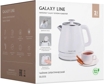 Чайник электрический Galaxy Line GL 0331 1.8л. 2200Вт белый корпус: пластик (ГЛ0331ЛБЕЛ) - купить недорого с доставкой в интернет-магазине