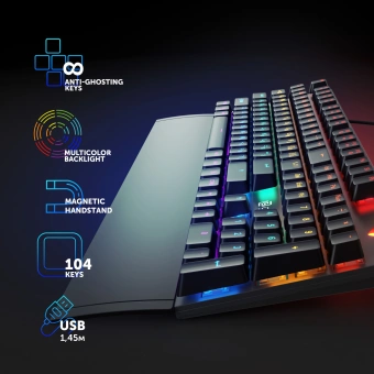 Клавиатура Оклик 935G RAGNAR механическая черный USB Multimedia for gamer LED (подставка для запястий) - купить недорого с доставкой в интернет-магазине