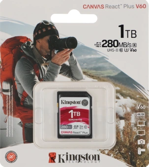 Флеш карта SDXC 1TB Kingston SDR2V6/1TB Canvas React Plus w/o adapter - купить недорого с доставкой в интернет-магазине