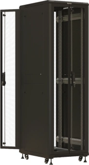 Шкаф коммутационный Hyperline (TTBR-4268-DD-RAL9004) напольный 42U 600x800мм пер.дв.перфор. задн.дв.перфор. 2 бок.пан. 800кг черный 710мм 2055мм IP20 сталь - купить недорого с доставкой в интернет-магазине