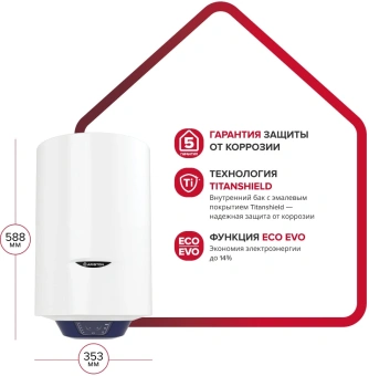Водонагреватель Ariston BLU1 ECO ABS PW 30 V SLIM 2.5кВт 30л электрический настенный/белый - купить недорого с доставкой в интернет-магазине