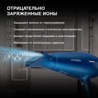 Фен Hyundai H-HDI0757 2200Вт синий - купить недорого с доставкой в интернет-магазине