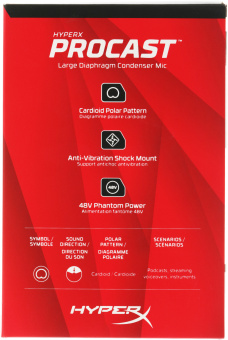Микрофон проводной HyperX ProCast Microphone 3м черный - купить недорого с доставкой в интернет-магазине