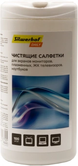 Салфетки Silwerhof Daily для экранов мониторов/плазменных/ЖК телевизоров/ноутбуков туба 100шт влажных - купить недорого с доставкой в интернет-магазине
