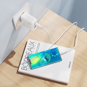 Сетевое зар./устр. Hoco C115A Header PD65W three-port(2C1A) charger(EU) 65W 3.25A+3A+2A+1.5A (PD+QC) универсальное белый (98312) - купить недорого с доставкой в интернет-магазине