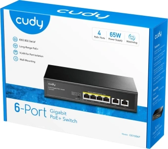 Коммутатор Cudy GS1006P (L2) 6x1Гбит/с 6PoE+ неуправляемый - купить недорого с доставкой в интернет-магазине