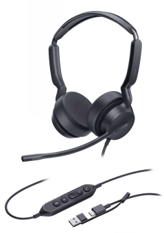 Гарнитура проводная Yealink UH42 Dual UC USB-C/A черный - купить недорого с доставкой в интернет-магазине