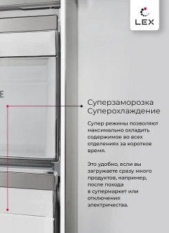 Холодильник Lex LSB458StGIDBI 2-хкамерн. серый инвертер - купить недорого с доставкой в интернет-магазине