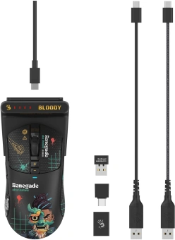 Мышь A4Tech Bloody R72 Ultra Duo черный/рисунок оптическая 20000dpi беспров. USB/USB-C 6but (R72 ULTRA DUO RENEGADEMIDNIGHT) - купить недорого с доставкой в интернет-магазине