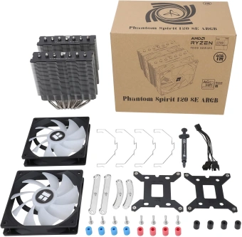 Устройство охлаждения(кулер) Thermalright Phantom Spirit 120 SE ARGB Soc-AM5/AM4/1200/1700/1851 черный 4-pin 25.6dB Al+Cu 765gr Ret (PS120-SE-ARGB) - купить недорого с доставкой в интернет-магазине